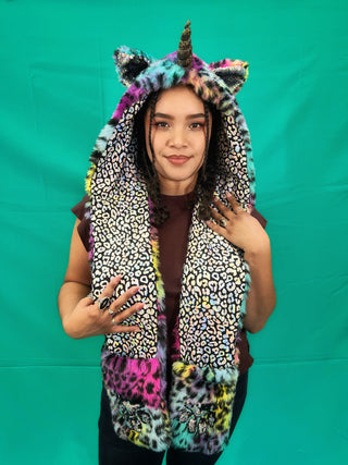 Lisa Frank Holographic Leopard Unicorn Scoodie