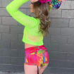 Reversible Rainbow leopard / Holographic Zebra GLAMdana with Neon Rainbow Fringe